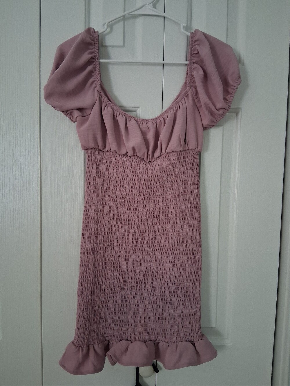 Smocked Puff Sleeve Mini Dress - Pink - Picture 7 of 10